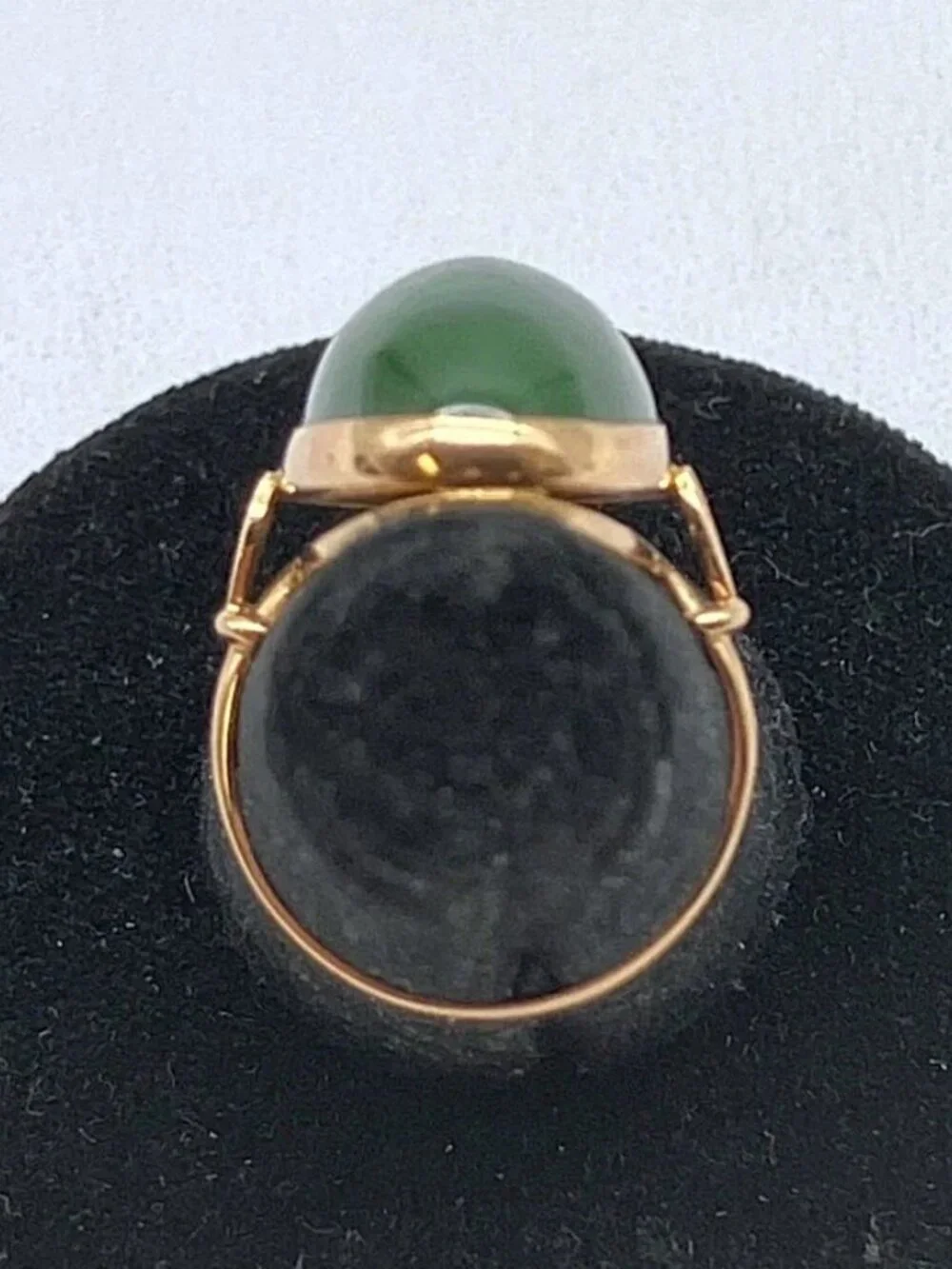 Vintage European Russian 14K Rose Pink Gold Green Nephrite Jade Cocktail RING - Picture 5 of 10
